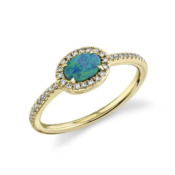 Shy Creation 14K Yellow Gold, Diamond, And Opal Ring SVS Fine Jewelry Oceanside, NY