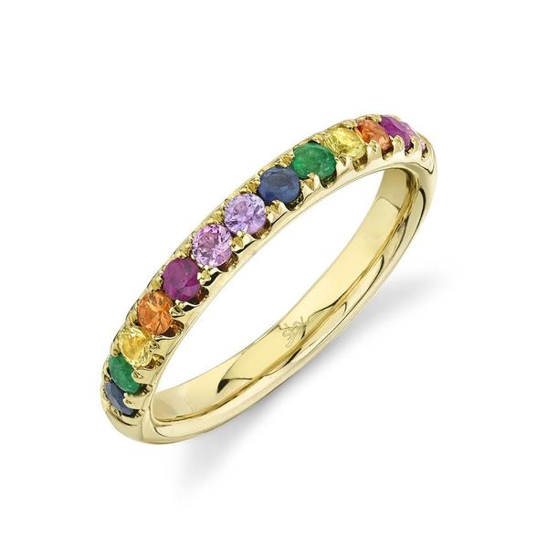 Shy Creation Yellow Gold Rainbow Stone Ring SVS Fine Jewelry Oceanside, NY