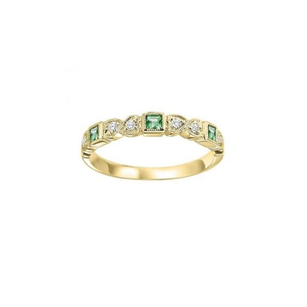 Stackable Emerald & Diamond Band In Yellow Gold SVS Fine Jewelry Oceanside, NY