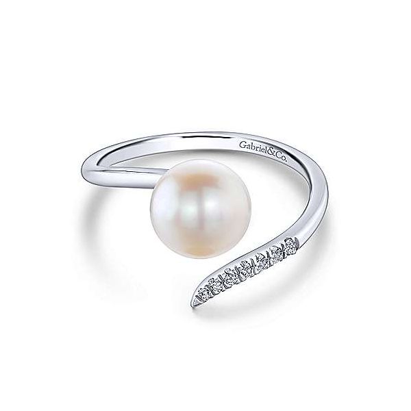 Gabriel & Co. White Gold, Diamond, And Cultured Pearl Ring SVS Fine Jewelry Oceanside, NY