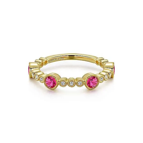 Gabriel Yellow Gold, Diamond, And Ruby Ring SVS Fine Jewelry Oceanside, NY