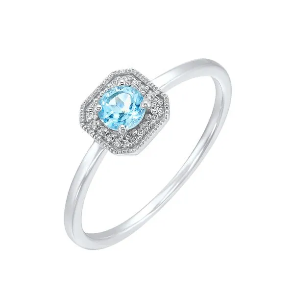 SVS Birthstone Halo Collection Ring: Blue Topaz (December) Image 2 SVS Fine Jewelry Oceanside, NY