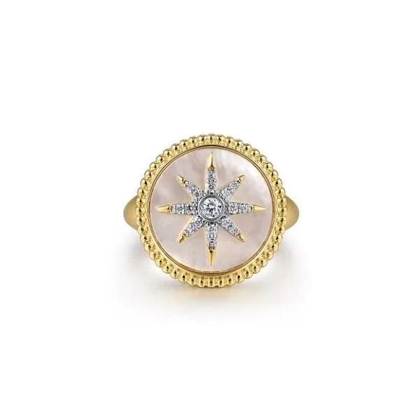 Gabriel & Co. Bujukan Yellow Gold Signet Ring SVS Fine Jewelry Oceanside, NY
