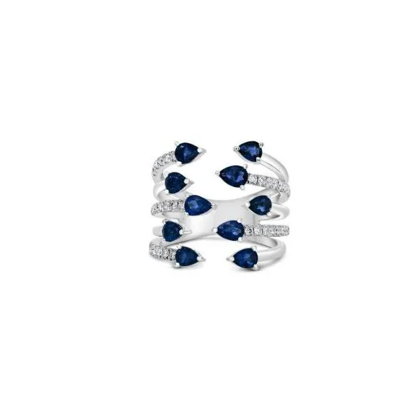 White Gold, Sapphire, & Diamond Ring, Size 6.5 SVS Fine Jewelry Oceanside, NY