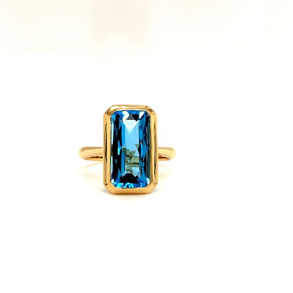 Yellow Gold And Blue Topaz Ring, 4.83Ct, Size 6.5 SVS Fine Jewelry Oceanside, NY