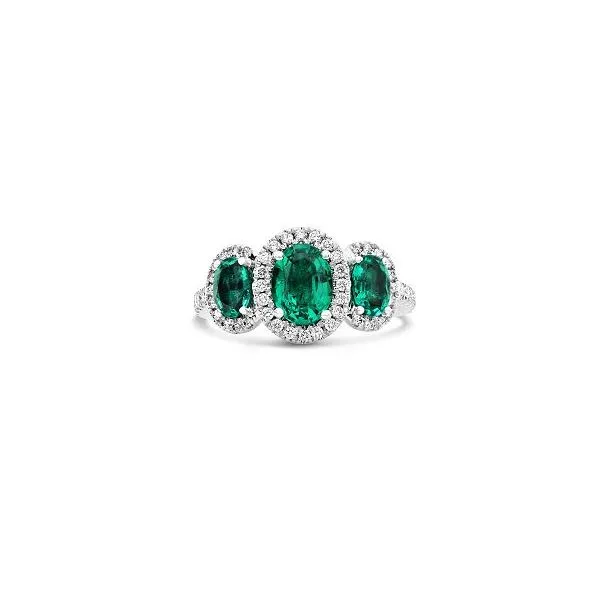 Platinum, Emerald, & Diamond Ring, Size 6.5 SVS Fine Jewelry Oceanside, NY