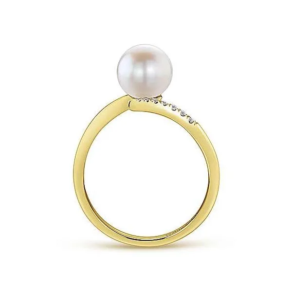 Gabriel & Co. Grace Yellow Gold Pearl & Diamond Ring Image 2 SVS Fine Jewelry Oceanside, NY