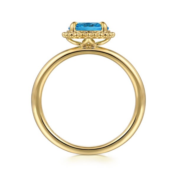 Gabriel & Co. Bujukan Yellow Gold & Blue Topaz Ring Image 2 SVS Fine Jewelry Oceanside, NY