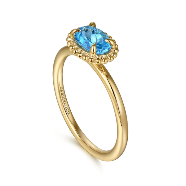 Gabriel & Co. Bujukan Yellow Gold & Blue Topaz Ring Image 3 SVS Fine Jewelry Oceanside, NY