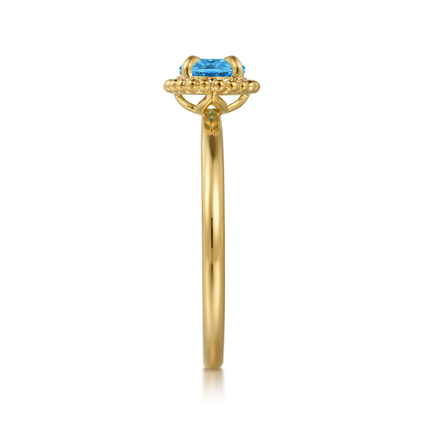 Gabriel & Co. Bujukan Yellow Gold & Blue Topaz Ring Image 4 SVS Fine Jewelry Oceanside, NY