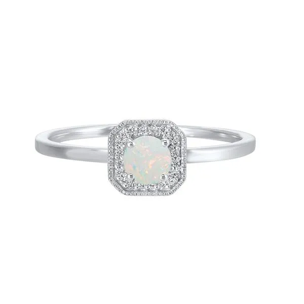 SVS Birthstone Halo Collection Ring: Opal (October) SVS Fine Jewelry Oceanside, NY