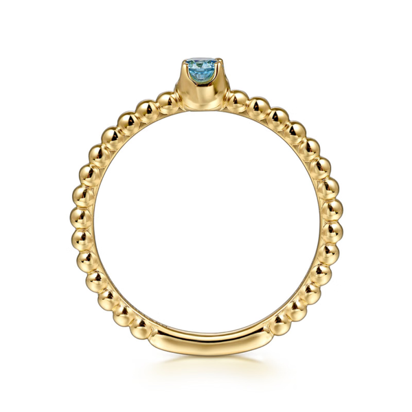 Gabriel & Co. Bujukan Yellow Gold & Blue Topaz Ring Image 2 SVS Fine Jewelry Oceanside, NY
