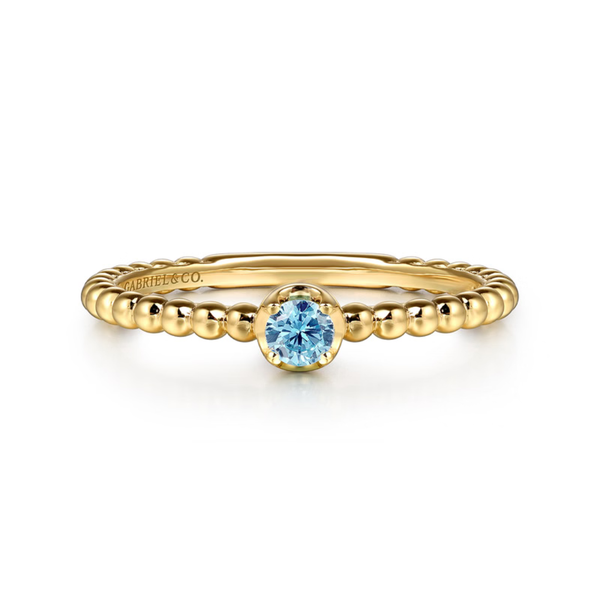 Gabriel & Co. Bujukan Yellow Gold & Blue Topaz Ring SVS Fine Jewelry Oceanside, NY