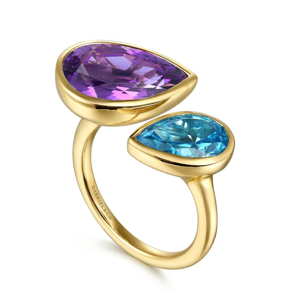 Gabriel & Co. Lusso Color Yellow Gold Open Ring Image 3 SVS Fine Jewelry Oceanside, NY