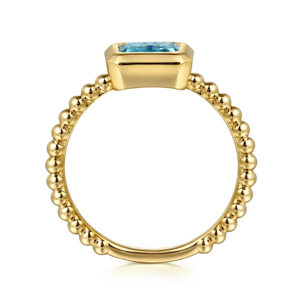 Gabriel & Co. Bujukan Yellow Gold And Blue Topaz Ring Image 2 SVS Fine Jewelry Oceanside, NY