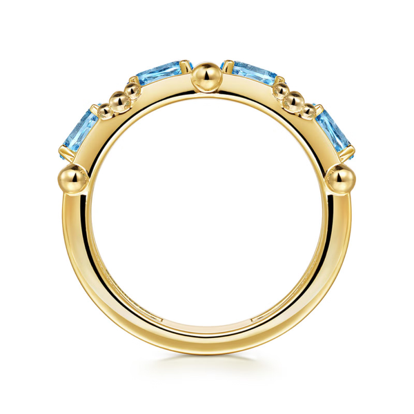 Gabriel & Co. Bujukan Yellow Gold & Blue Topaz Ring Image 2 SVS Fine Jewelry Oceanside, NY