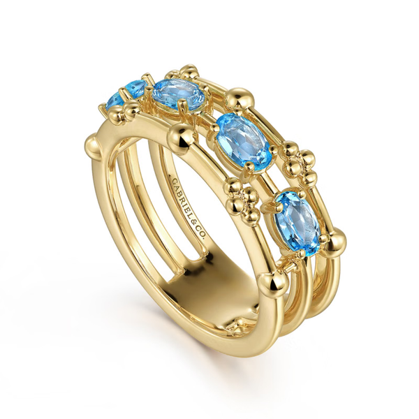 Gabriel & Co. Bujukan Yellow Gold & Blue Topaz Ring Image 3 SVS Fine Jewelry Oceanside, NY
