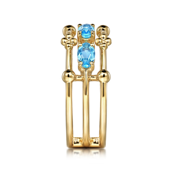 Gabriel & Co. Bujukan Yellow Gold & Blue Topaz Ring Image 4 SVS Fine Jewelry Oceanside, NY
