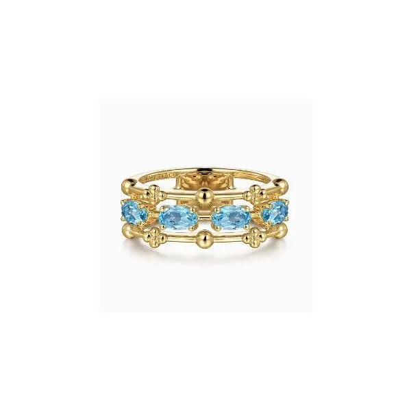 Gabriel & Co. Bujukan Yellow Gold & Blue Topaz Ring
