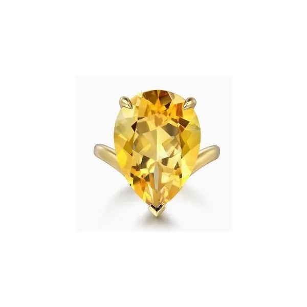 Gabriel Color Yellow Gold Citrine Pear Ladies Ring SVS Fine Jewelry Oceanside, NY