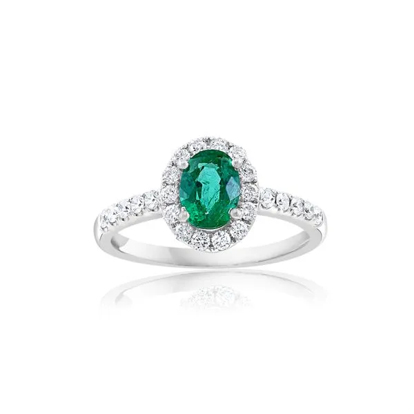 White Gold, Emerald, And Diamond Ring, Size 6.5 SVS Fine Jewelry Oceanside, NY