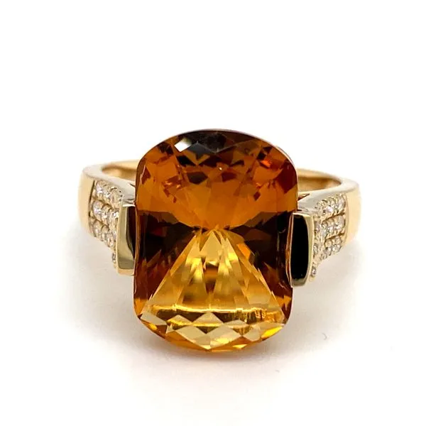 Yellow Gold, Citrine, And Diamond Ring, Size 6.5 SVS Fine Jewelry Oceanside, NY