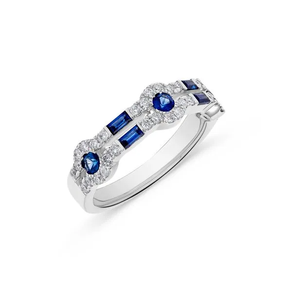 White Gold, Sapphire, And Diamond Ring, Size 7