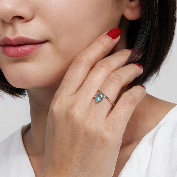 Gabriel & Co. Bujukan Yellow Gold And Blue Topaz Ring Image 5 SVS Fine Jewelry Oceanside, NY