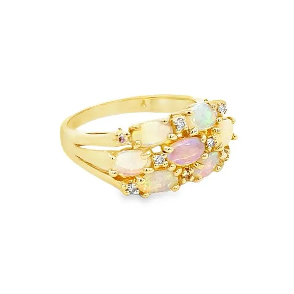 Yellow Gold, Opal, And Diamond Ring, Size 6 SVS Fine Jewelry Oceanside, NY