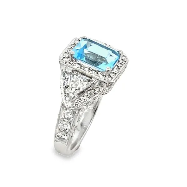 White Gold, Diamond, & Blue Topaz Ring, Size 7.5 Image 3 SVS Fine Jewelry Oceanside, NY