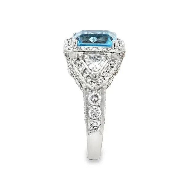White Gold, Diamond, & Blue Topaz Ring, Size 7.5 Image 4 SVS Fine Jewelry Oceanside, NY