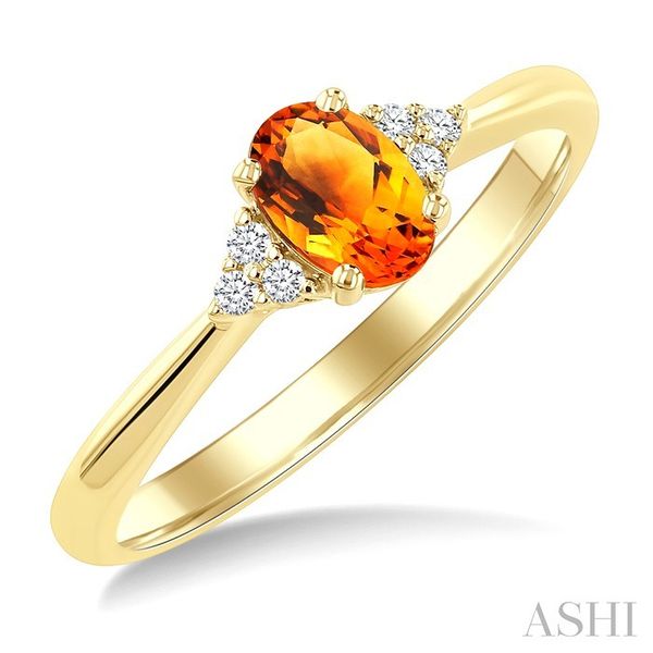 Yellow Gold Oval Citrine & Diamond Ring SVS Fine Jewelry Oceanside, NY