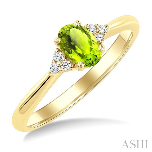 Yellow Gold Oval Peridot & Diamond Ring SVS Fine Jewelry Oceanside, NY