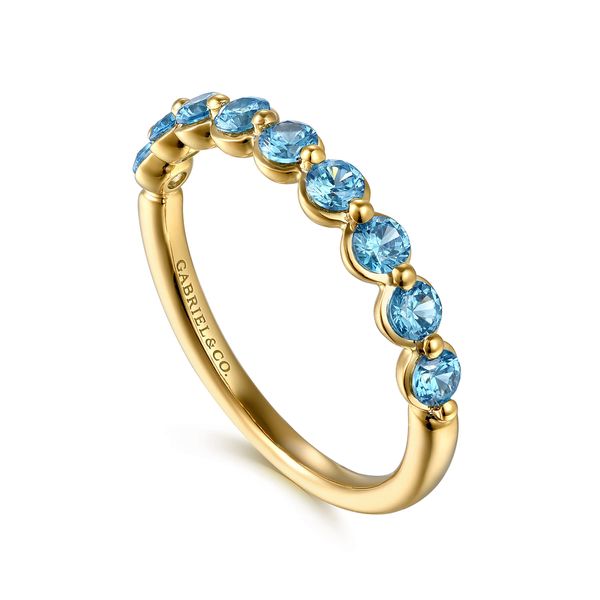 Gabriel Stackable Yellow Gold Blue Topaz Ring Image 3 SVS Fine Jewelry Oceanside, NY