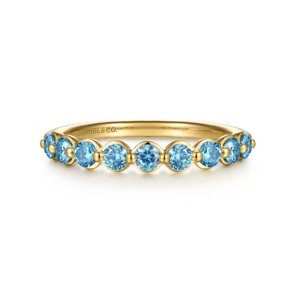 Gabriel Stackable Yellow Gold Blue Topaz Ring SVS Fine Jewelry Oceanside, NY