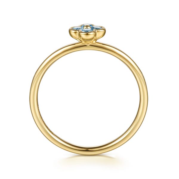Gabriel & Co. Contemporary Yellow Gold And Blue Topaz Ring Image 2 SVS Fine Jewelry Oceanside, NY