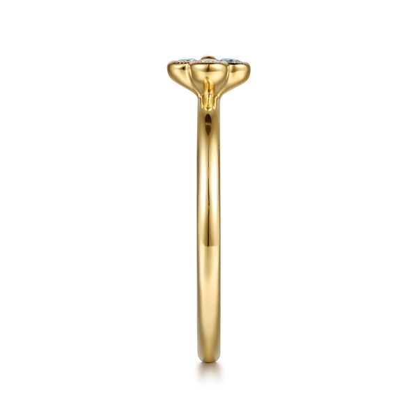 Gabriel & Co. Contemporary Yellow Gold And Blue Topaz Ring Image 4 SVS Fine Jewelry Oceanside, NY