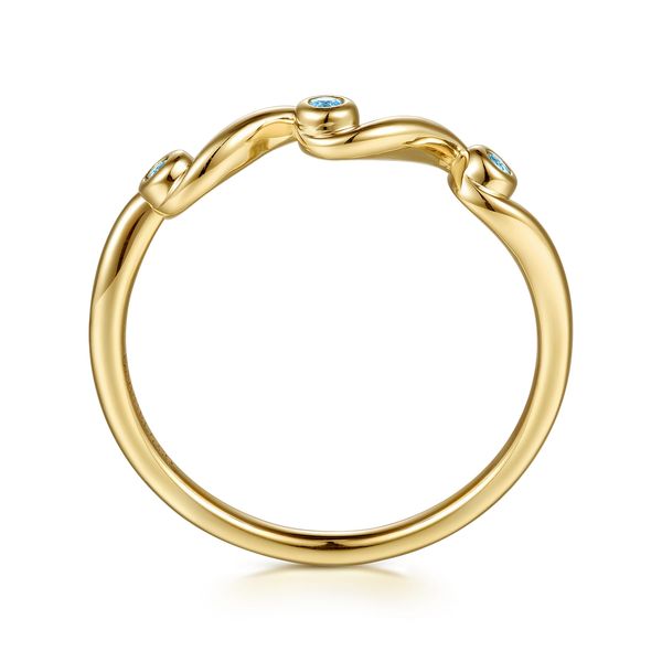 Gabriel & Co. Stackable Yellow Gold And Blue Topaz Ring Image 2 SVS Fine Jewelry Oceanside, NY