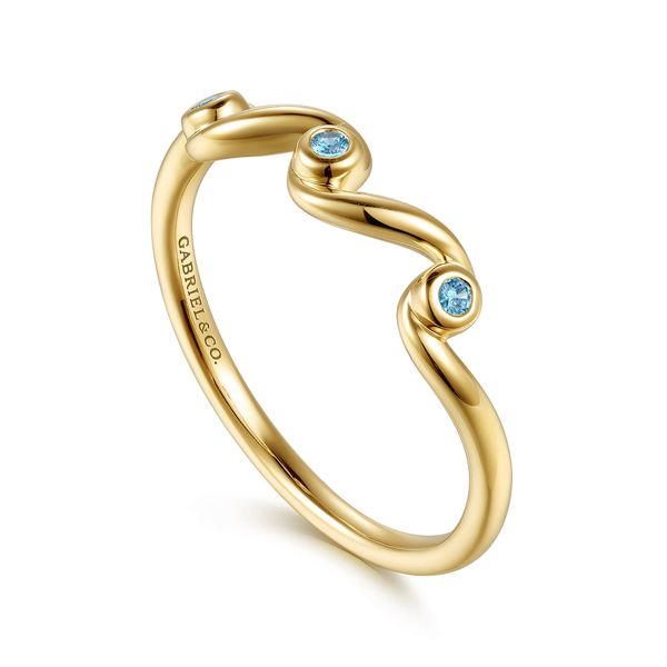 Gabriel & Co. Stackable Yellow Gold And Blue Topaz Ring Image 3 SVS Fine Jewelry Oceanside, NY