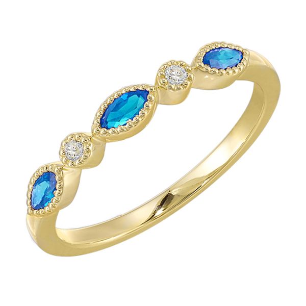 Yellow Gold, Diamond, And Blue Topaz Ring SVS Fine Jewelry Oceanside, NY