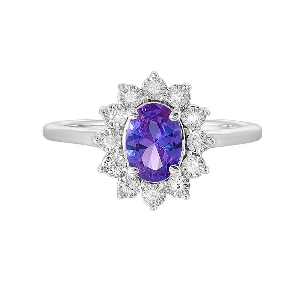 Sterling Silver, Diamond, And Synthetic Alexandrite Ring SVS Fine Jewelry Oceanside, NY
