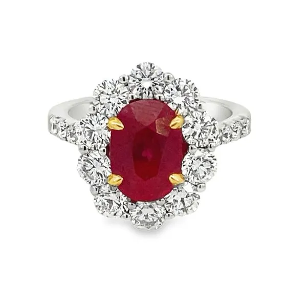 White & Yellow Gold, Ruby, & Diamond Ring Size 6.5 SVS Fine Jewelry Oceanside, NY