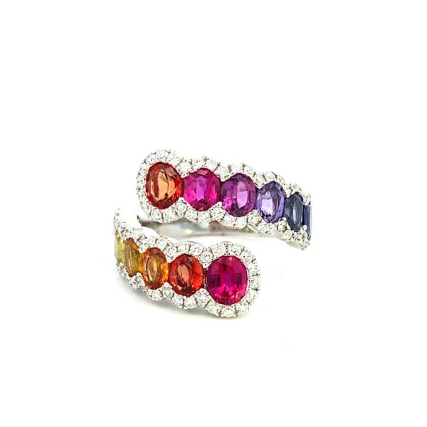 White Gold, Multi-Color Sapphire, And Diamond Ring Image 2 SVS Fine Jewelry Oceanside, NY