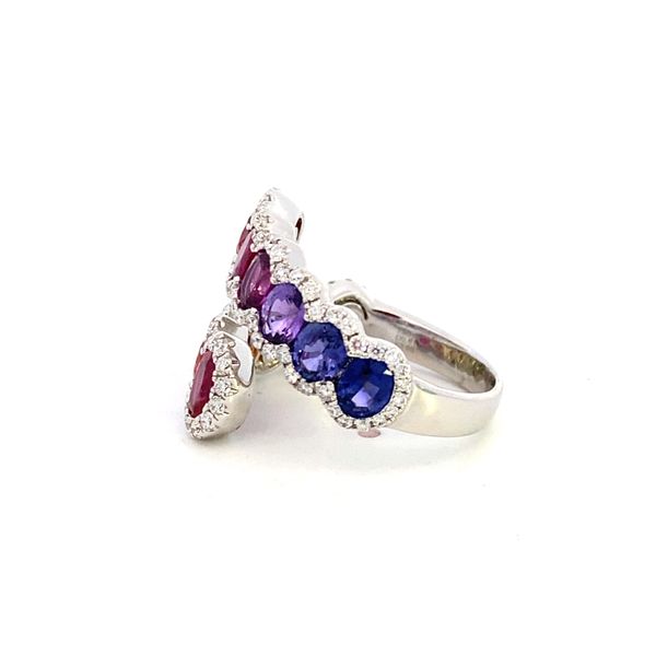 White Gold, Multi-Color Sapphire, And Diamond Ring Image 3 SVS Fine Jewelry Oceanside, NY