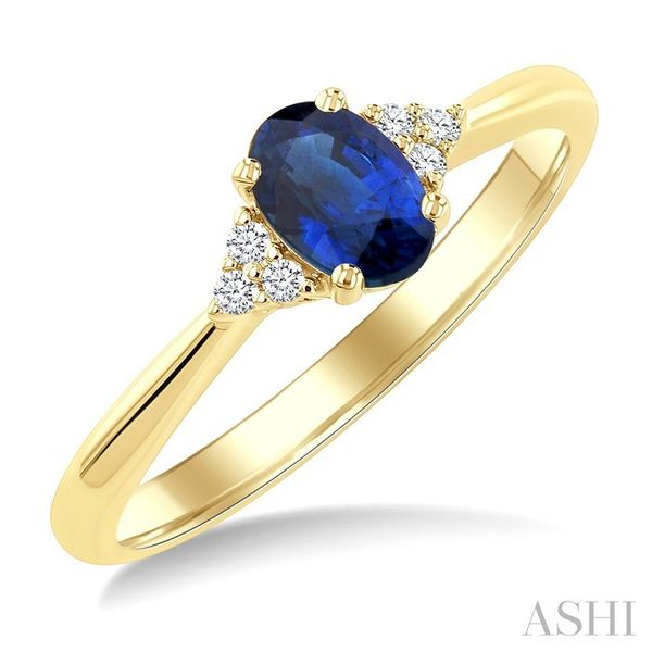 Yellow Gold Oval Sapphire & Diamond Ring SVS Fine Jewelry Oceanside, NY
