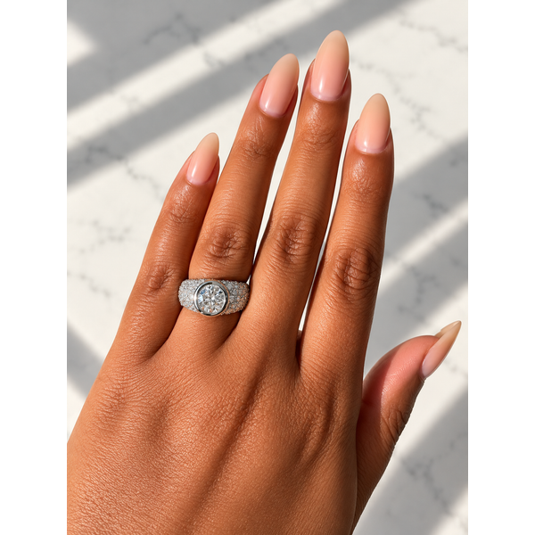Fire Polish Round Diamond Pavé Engagement Ring, 1.28ct Center, 14K White Gold, 2.64ctw Image 4 SVS Fine Jewelry Oceanside, NY