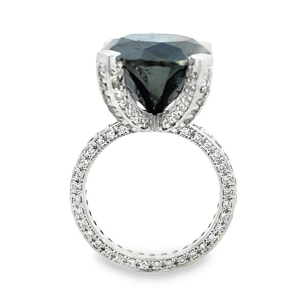 Black Diamond Engagement Ring, 10.30ct Center, Pavé Shank, 18K White Gold, 11.88ctw Image 2 SVS Fine Jewelry Oceanside, NY