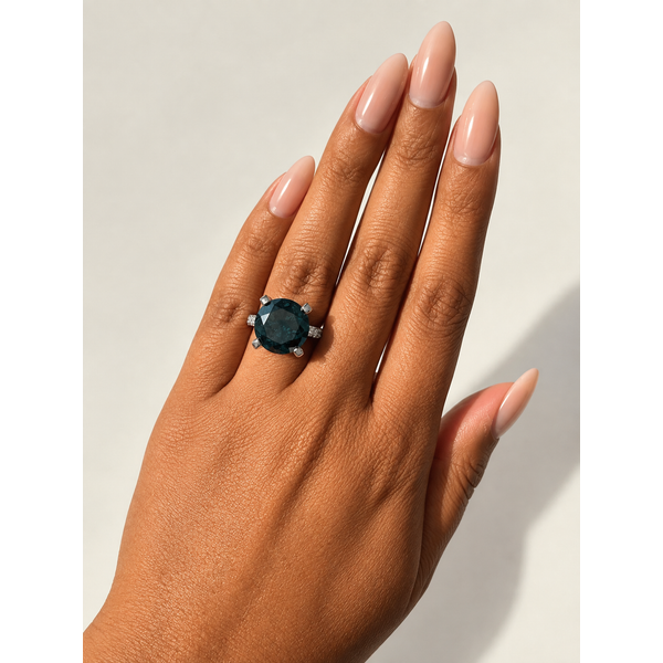 Black Diamond Engagement Ring, 10.30ct Center, Pavé Shank, 18K White Gold, 11.88ctw Image 4 SVS Fine Jewelry Oceanside, NY