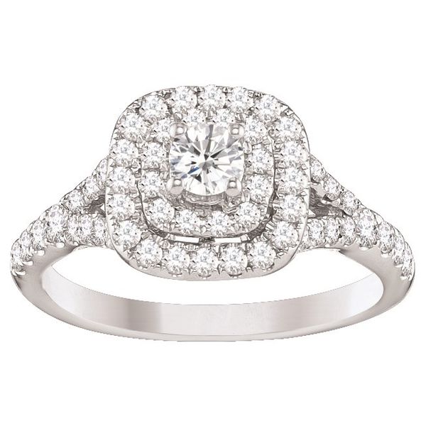 White Gold Double Halo Diamond Engagement Ring SVS Fine Jewelry Oceanside, NY