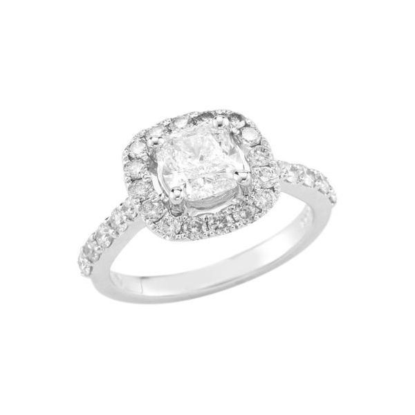 Round Halo Diamond Engagement Ring In 14K White Gold With A .45Ct Center Stone And .33Cttw Accent Diamonds size 6.5 SVS Fine Jewelry Oceanside, NY